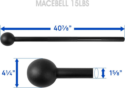 Steel Mace Bell for Strength Training, Support Full Body, Muscles, Shoulder, Grips & Forearms Workouts, Stretching 5, 7, 10, 15, 20, 25, 30 LB for Woman & Man
